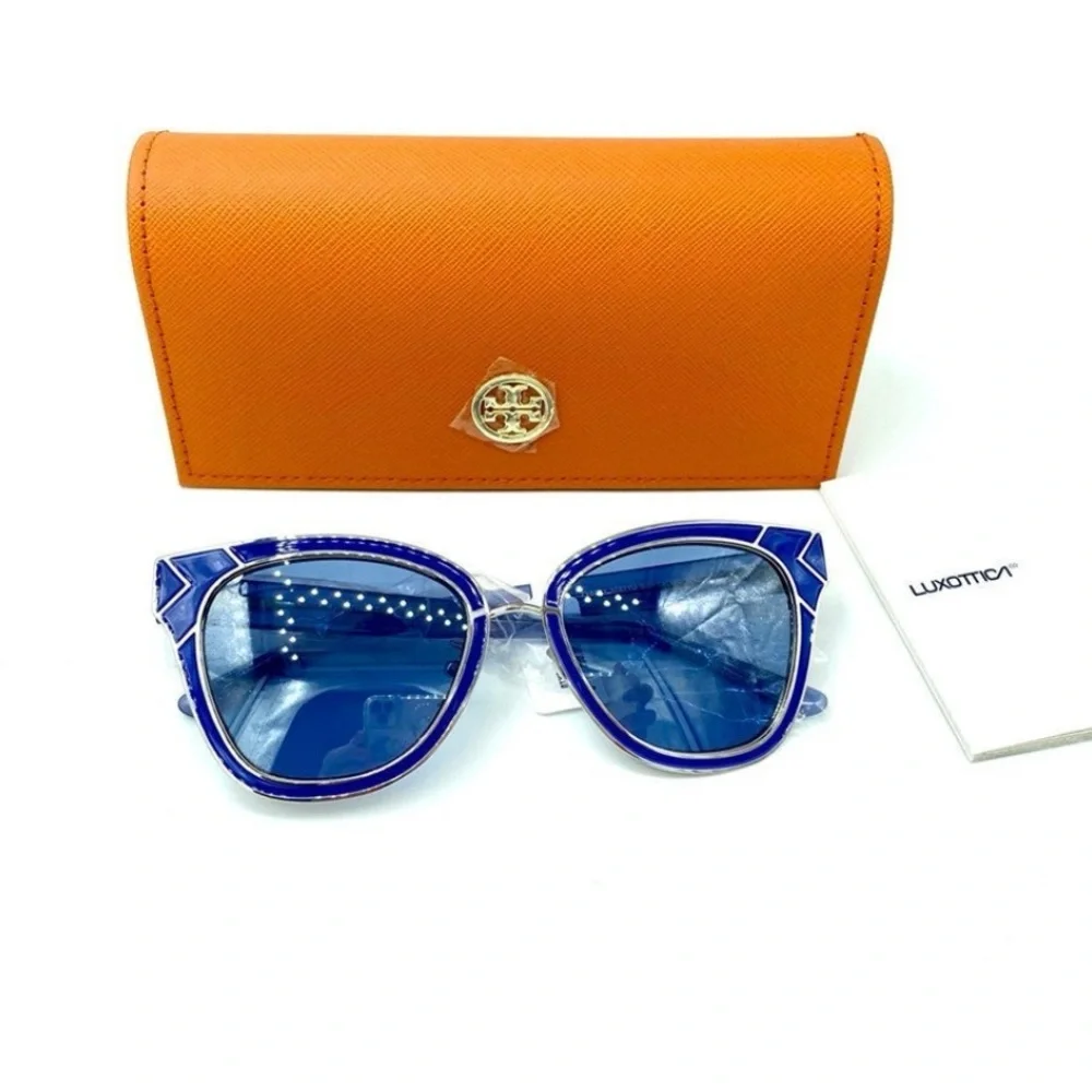 Tory Burch Cat Eye Sunglasses TY6061 Blue Deco NWT - Picture 3 of 11